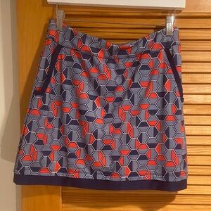 Tennis Skirt Geometric Print Navy and Red Large
